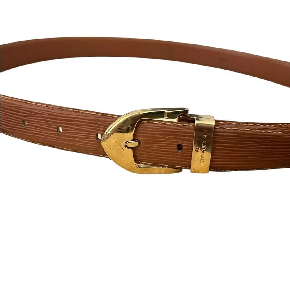 Louis Vuitton Brown Belt with Gold Buckle